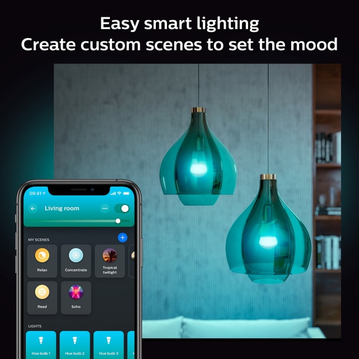 Philips Hue White Color Ambiance E27 standardpære, 2000K-6500K, 9W, 4 ...