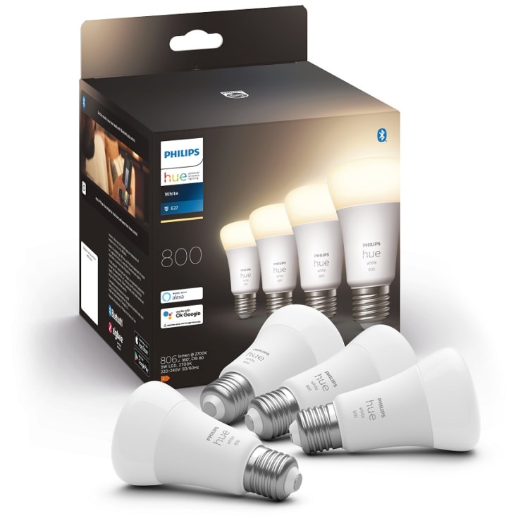 Philips Hue White E27 standardpære, 4-pak, 9W