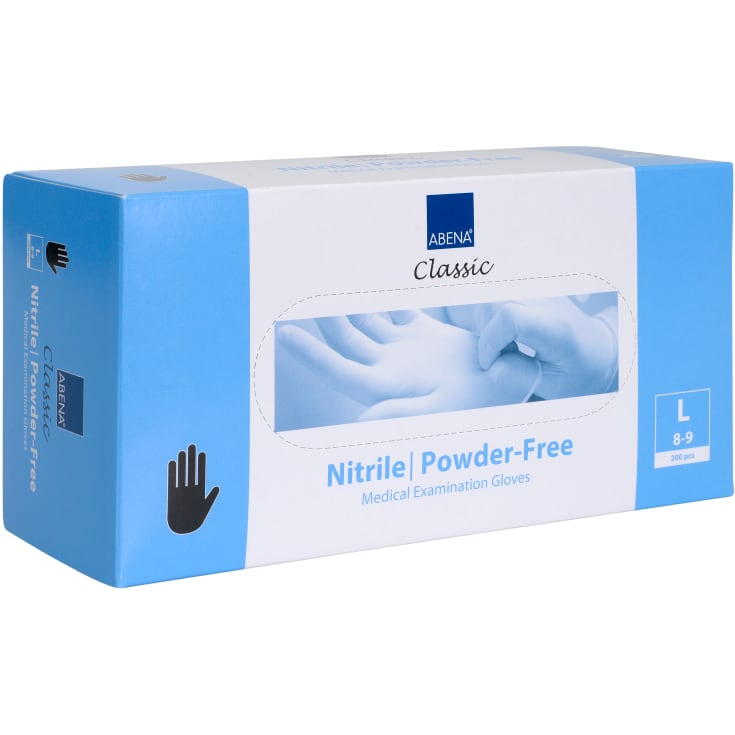 Abena Classic engangshandske, nitril, pudderfri, sort, str. L