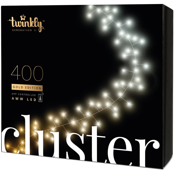 Twinkly Cluster lyskæde 6 meter med 400 lys i amber og hvid