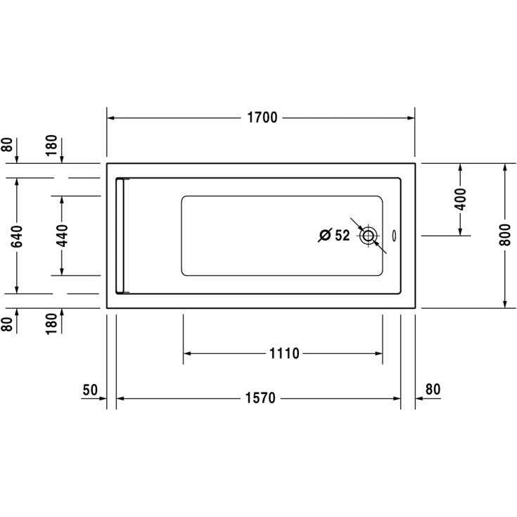Duravit Starck badekar, 170x80 cm, hvid
