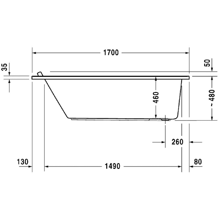 Duravit Starck badekar, 170x80 cm, hvid