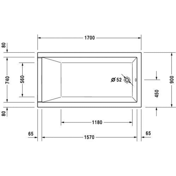Duravit Starck badkar, 170x90 cm, vit