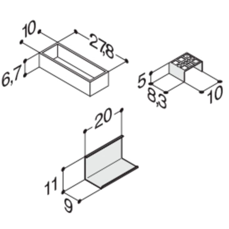 Dansani metalindsats til bakke, 10x8,3 cm