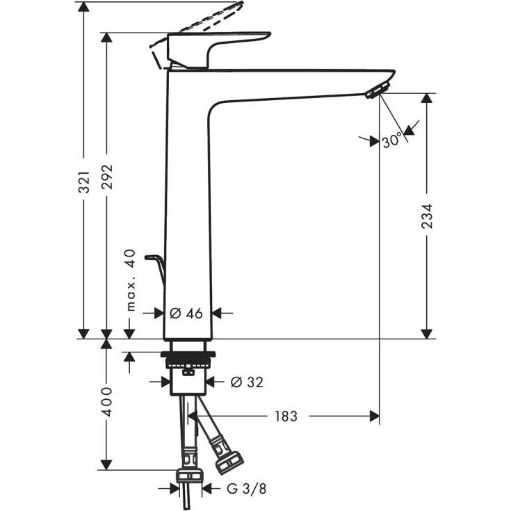 Hansgrohe Talis E servantbatteri, matt svart