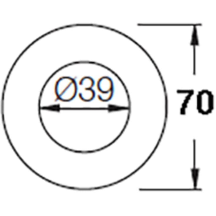 Vola 70 mm dækroset, Ø39 mm, børstet krom