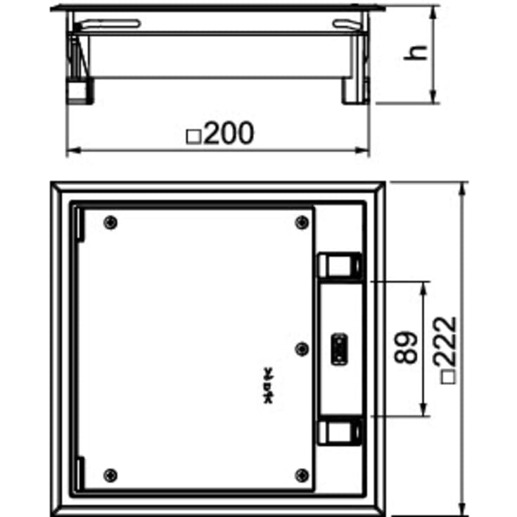 2 st Golvlåda för universell montering 222x222x65, GES4-2U10T 7011