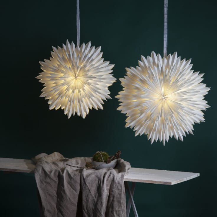 Star Trading Snow julestjerne med lys, 50 cm, hvit