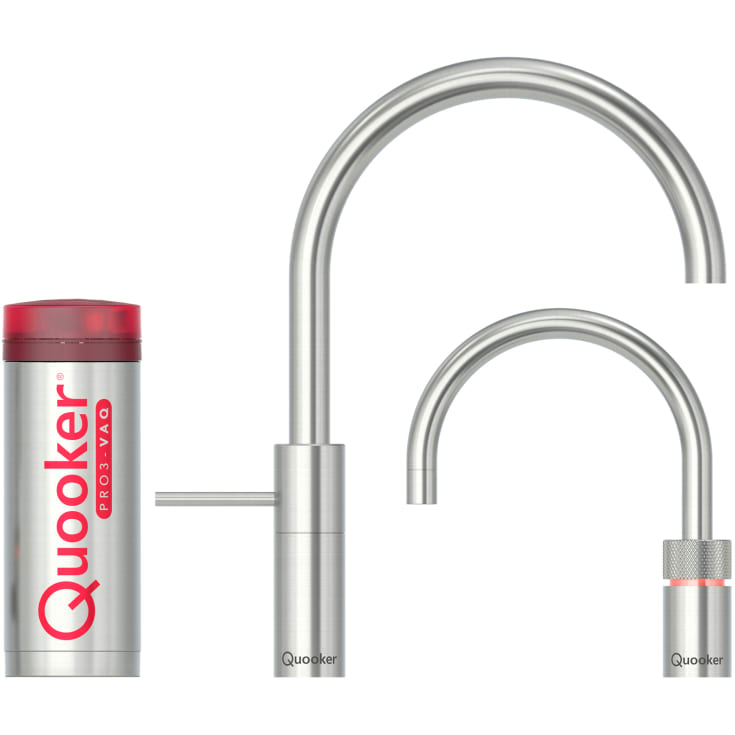 Quooker Twintaps Round sæt, 3 liter, stål