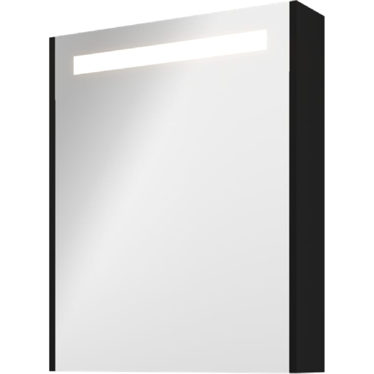 Sanibell Proline, spejlskab med LED belysning, 60 x 74 cm, matsort paneler