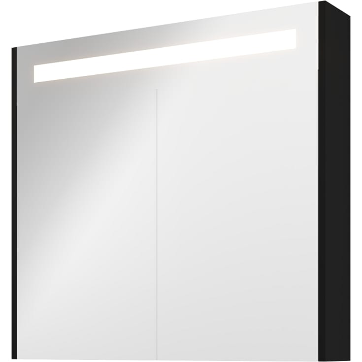 Sanibell Proline spejlskab med lys, 80x74 cm, mat sort