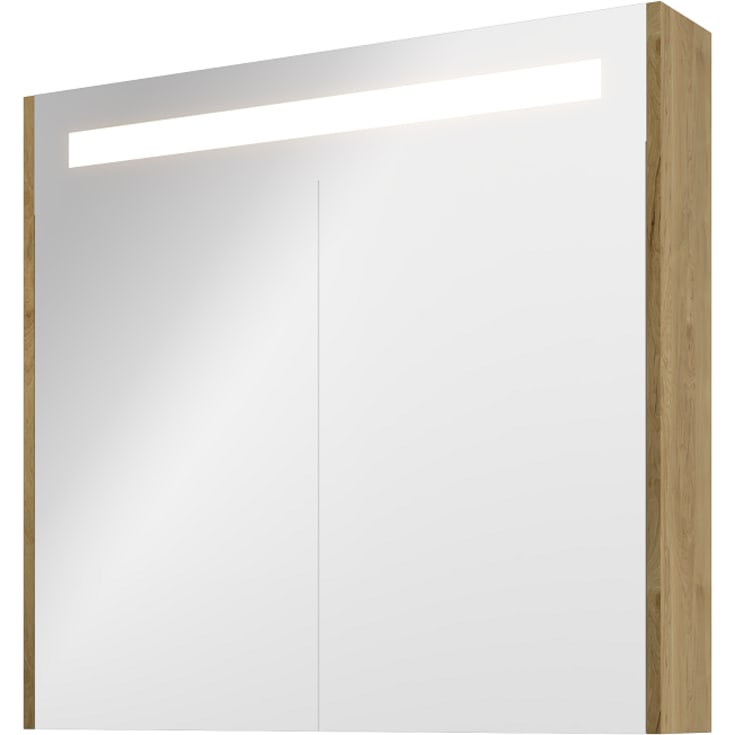 Sanibell Proline, spejlskab med LED belysning, 80 x 74 cm, ideal eg paneler