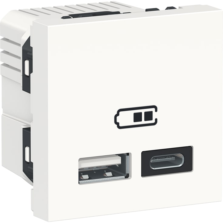 Unica USB lader type A + type C, 2,4A, hvid