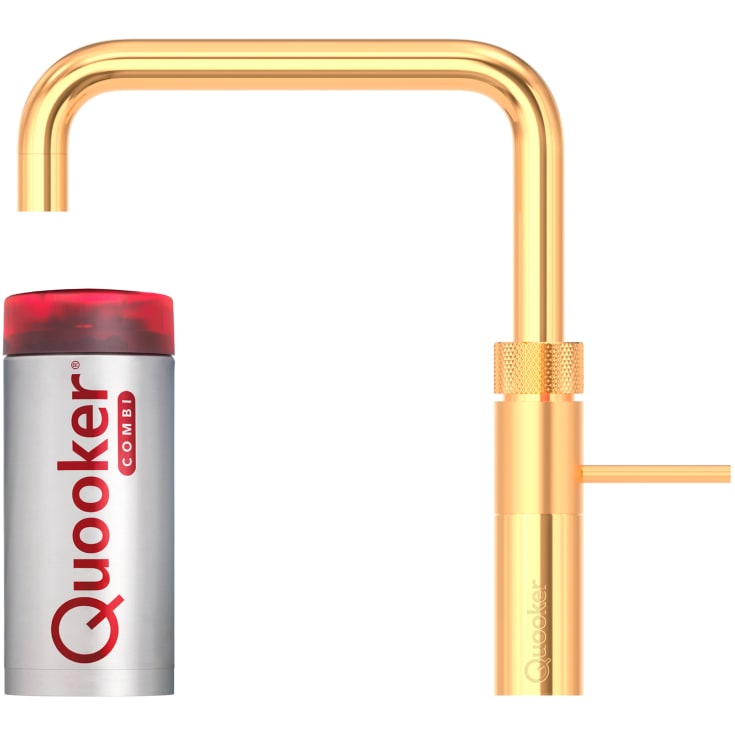 Quooker Fusion Square, køkkenarmatur, Combi+ beholder, guld