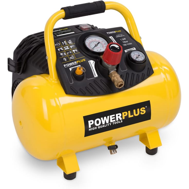 PowerPlus oliefri kompressor med 12 liters tank, 1,5HK