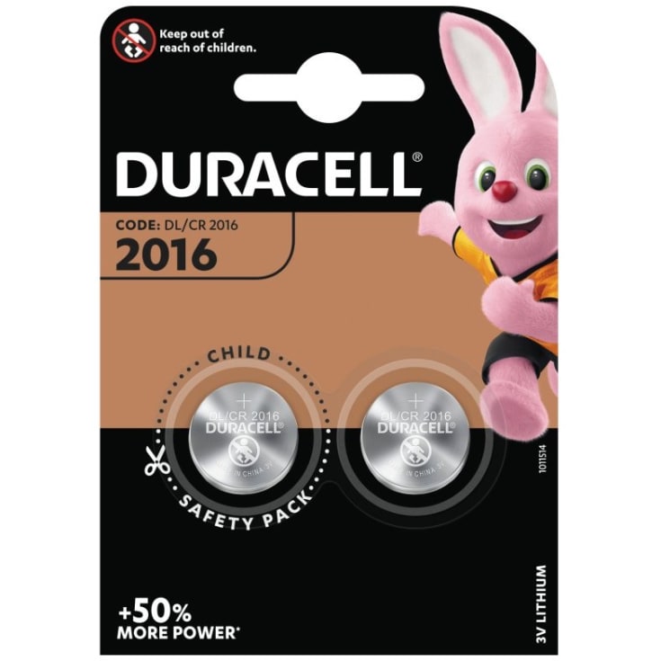 Duracell CR2016 batterier, 2 st.