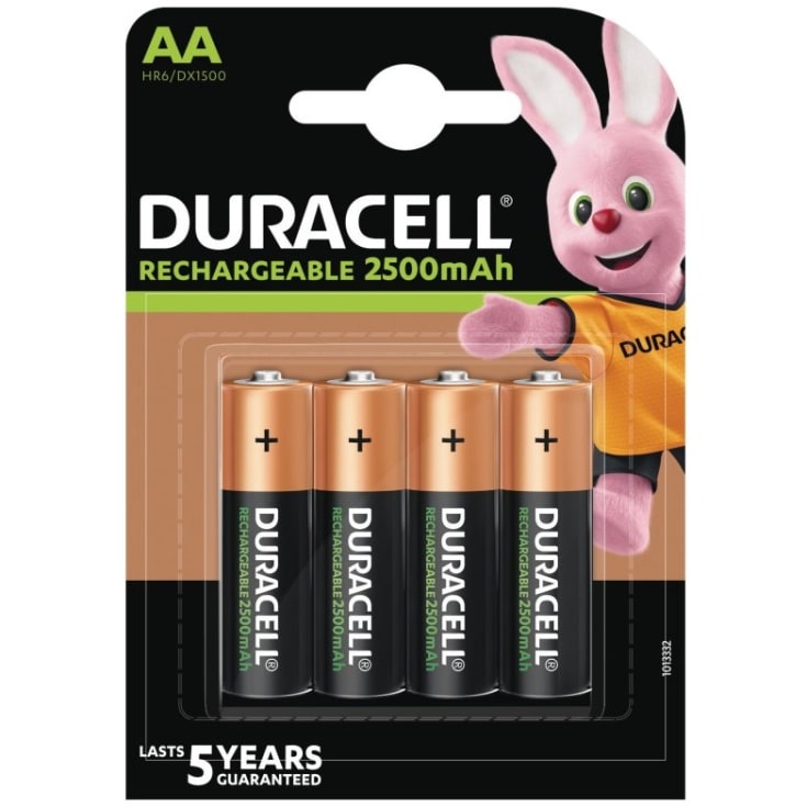 Duracell 4 stk. genopladelige AA batterier