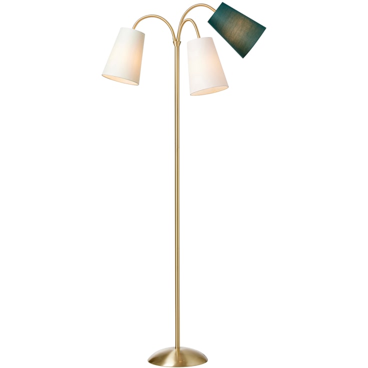 Nielsen Light Salsa golvlampa, guld med dammgrön, off white & flaskgrön skärmar