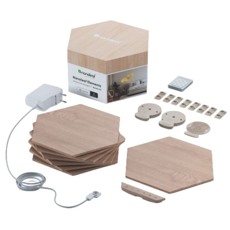 Nanoleaf Elements Wood Hexagons startpaket, 7 paneler