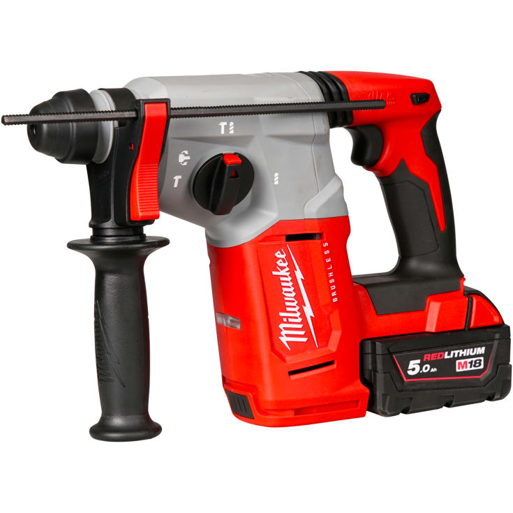 Milwaukee M18 BLH borhammer, med 2 x 18 V 5,0 Ah-batterier