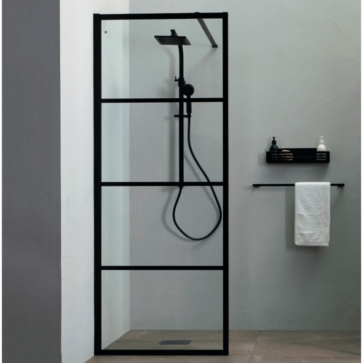 Lavabo Walk in duschvägg, 70 cm, klart glas, matt svart profil