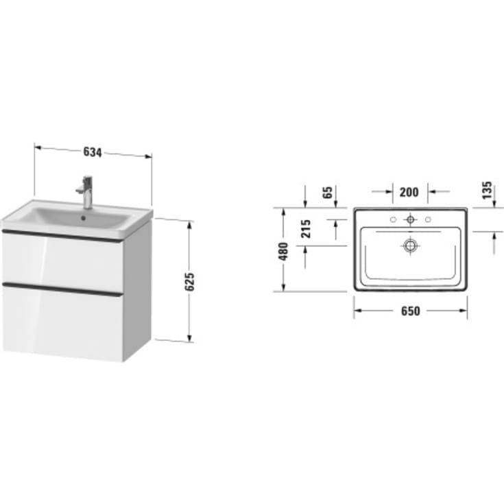 Duravit D-Neo möbelpaket 65x48 cm, matt grå