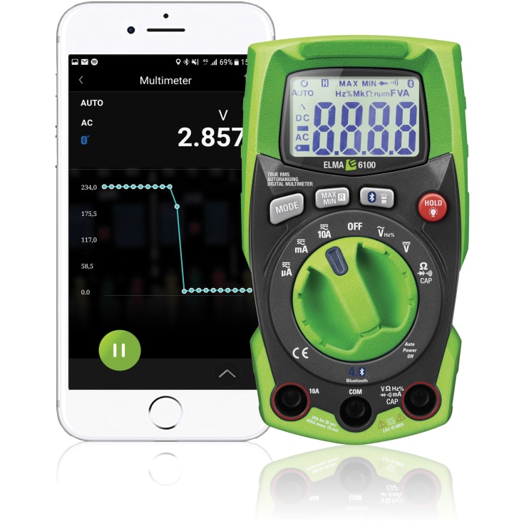 Elma 6100EVSE multimeter med BT og CP EVSE avlesning