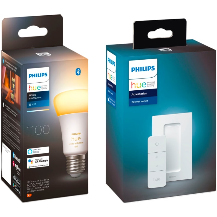 Philips Hue White Ambiance E27 standardpære, startpakke