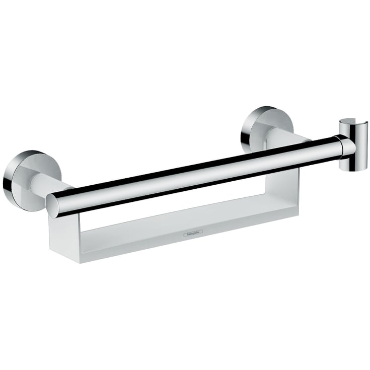 Hansgrohe Comfort Care støttehåndtak med hylle og hånddusjeholder, hvit/krom