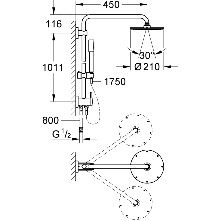 Grohe Rainshower divertersystem 210M