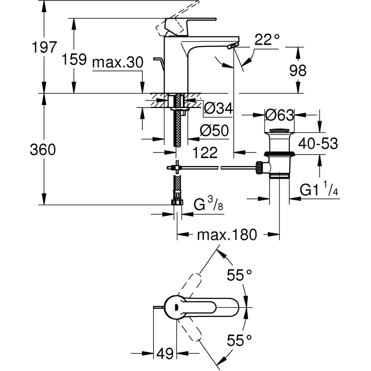 Grohe Quickfix DIY Get håndvaskarmatur M-size