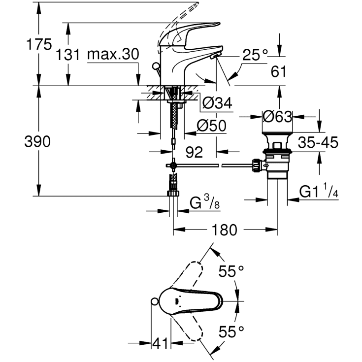 Grohe Start Eco/Swift New etgreb håndvask