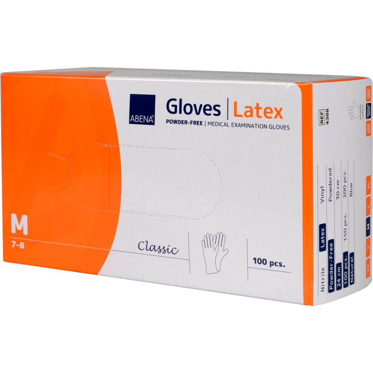Abena Classic engangshandske, latex, pudderfri, str. M