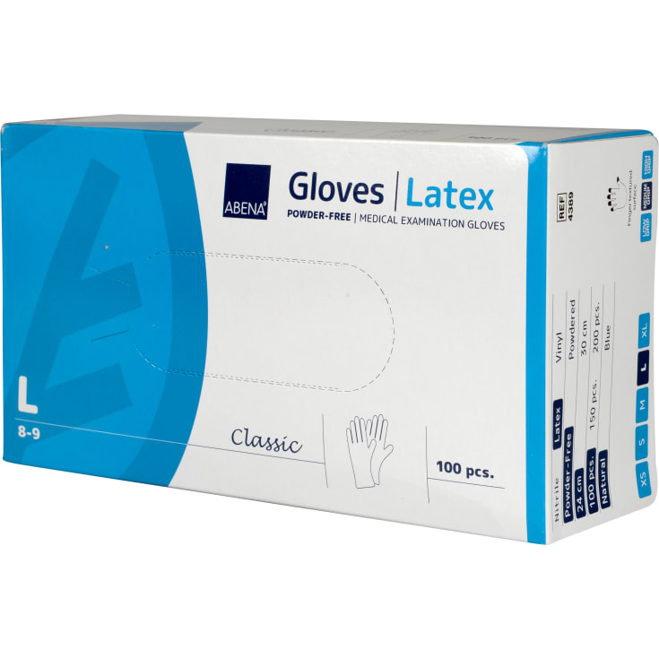 Abena Classic engangshandske, latex, pudderfri, str. L