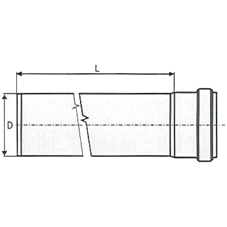 ACO 50 x 1000 mm rustfritt avløpsrør med hylse, AISI 304