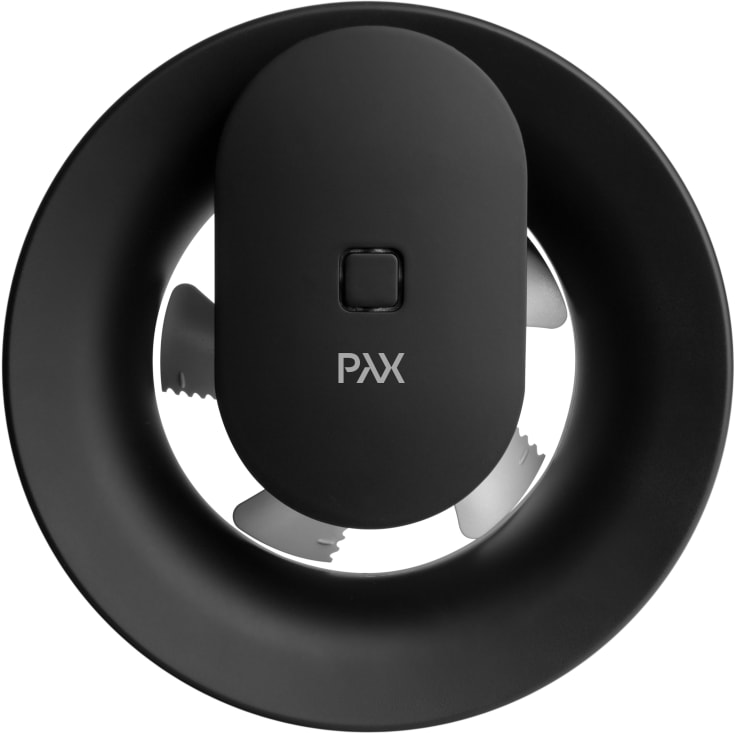 Pax Calima baderomsvifte, app styring, Ø100 mm, mat sort