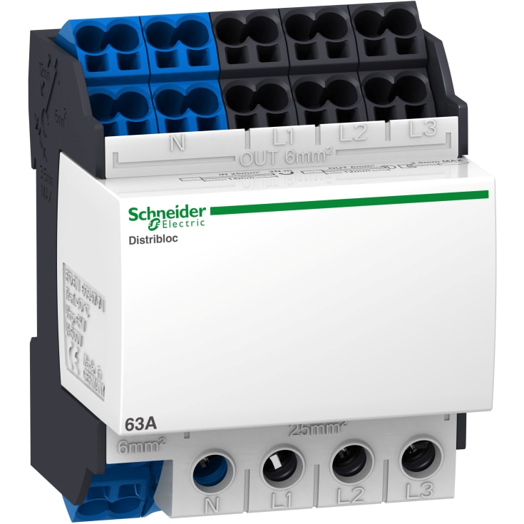 Distributionsblok 63A 4P bund tilgang