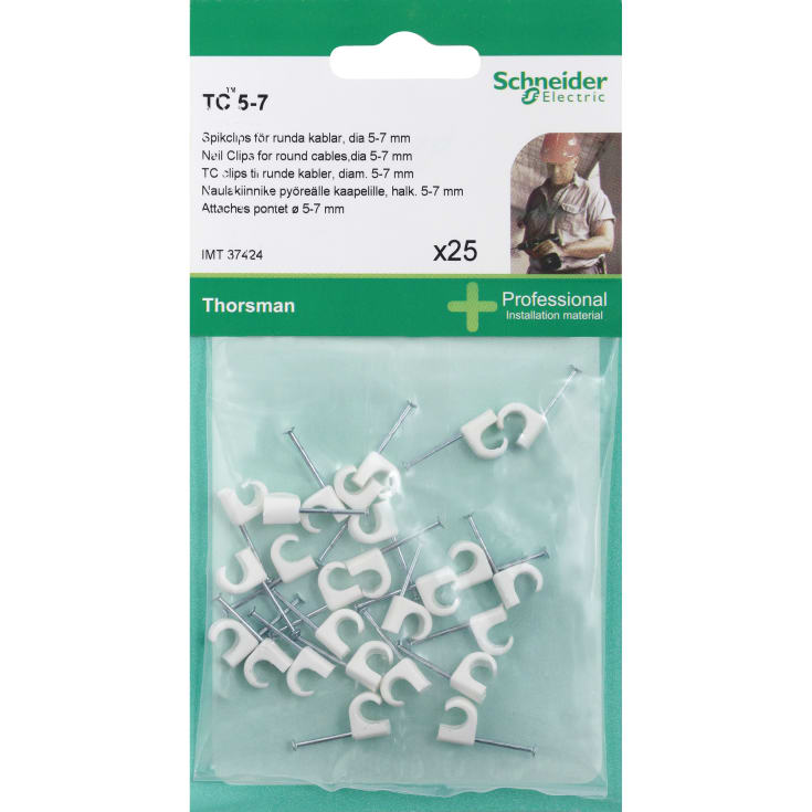 Schneider TC kabelklammer, 5-7 mm, vit, 25 st