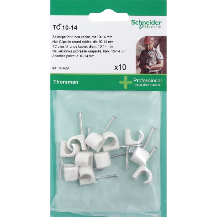 Schneider TC kabelclips 10 stk, hvid, 10-14 mm