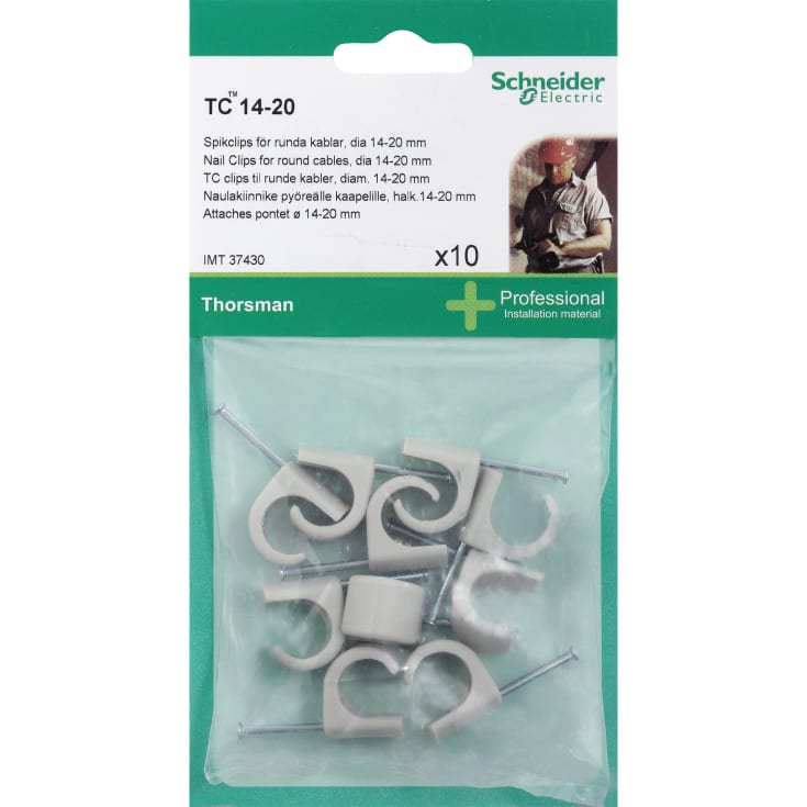 Schneider TC kabelklammer, 14-20 mm, grå, 10 st