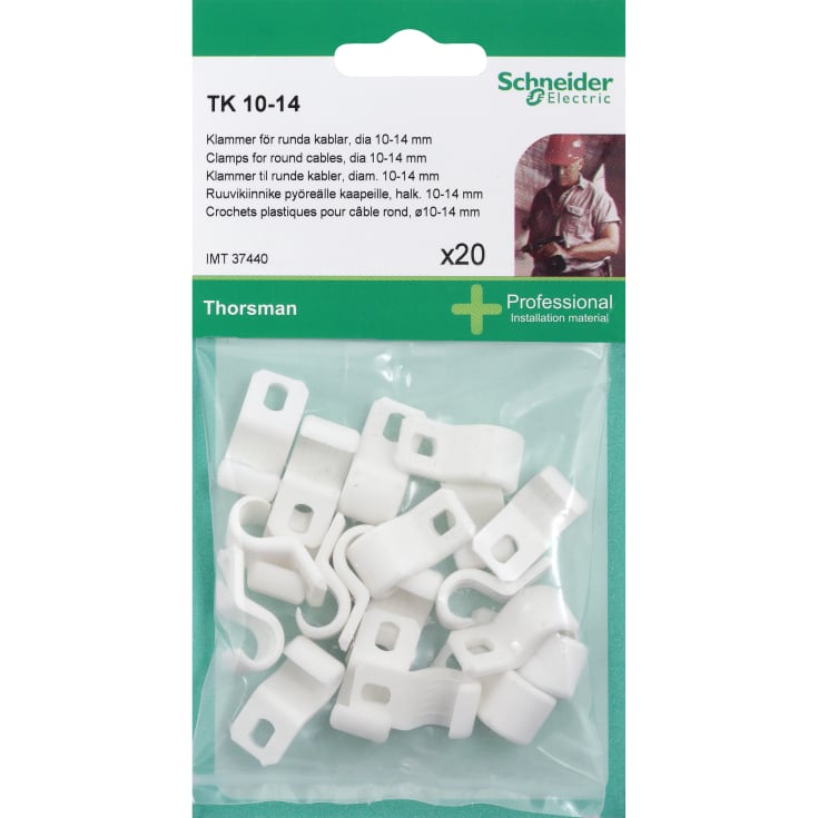 Schneider TK kabelklämma 20 st, vit, 10-14 mm