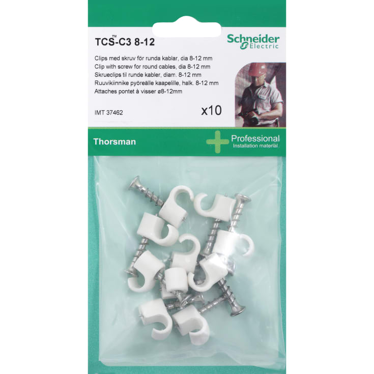 Schneider TCS-C3 skruvklammer, 8-12 mm, vit, 10 st