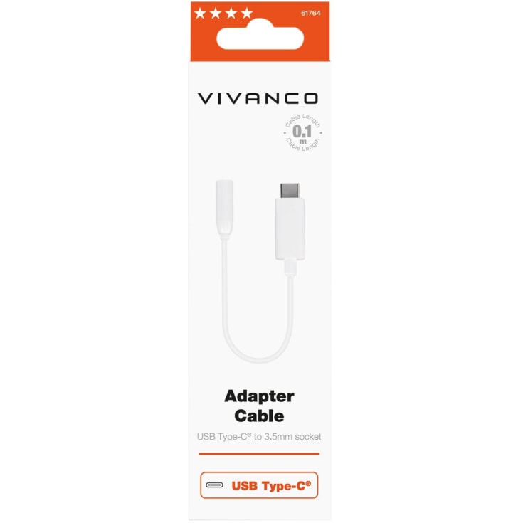 VIVANCO Lydadapter USB-C til 3,5 mm hunn 10 cm Hvit