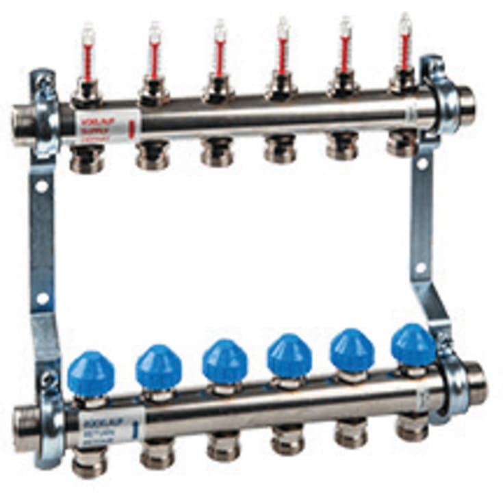 WATTS manifold 1", flowmeter, endesæt og beslag, 5 kredse