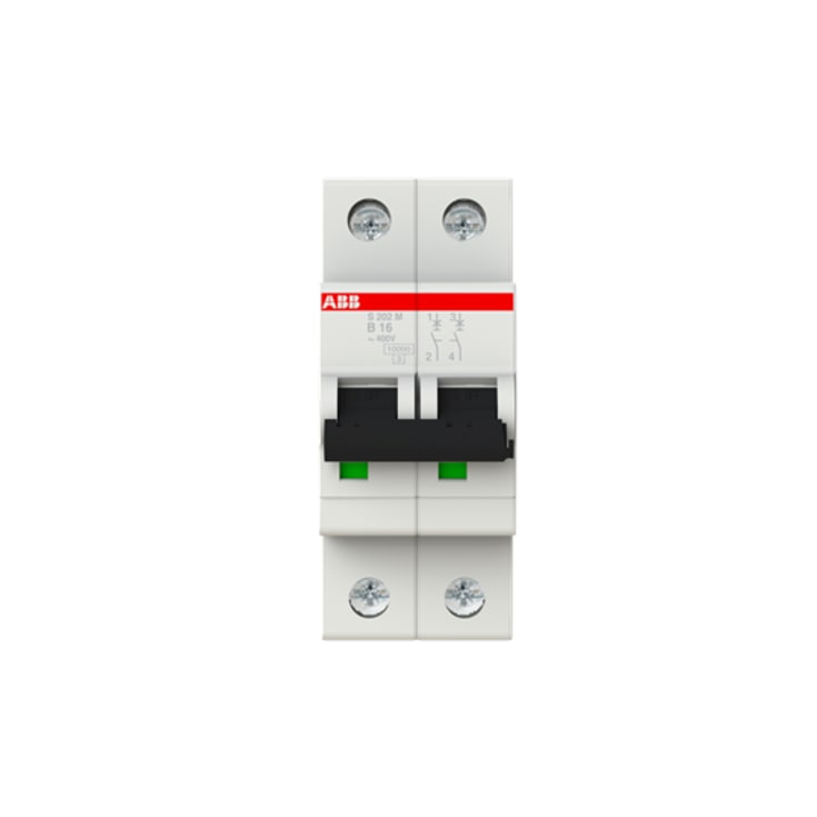 Strømbryter B 16A 2P, 10kA, S202M-B16