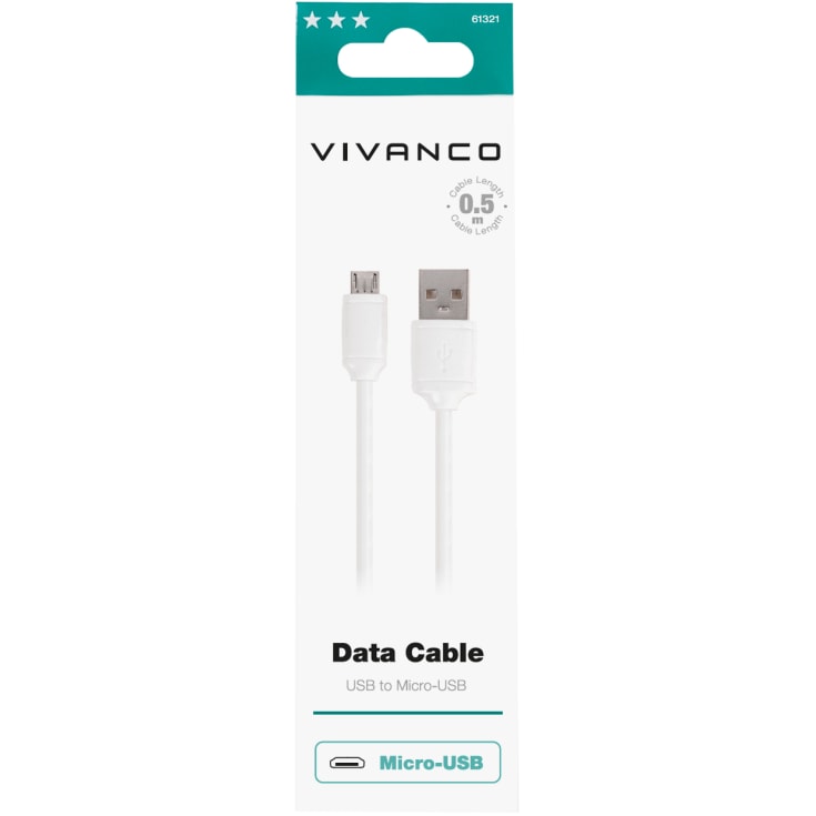 Vivanco ladekabel USB-A til micro USB-C, 0,5 meter