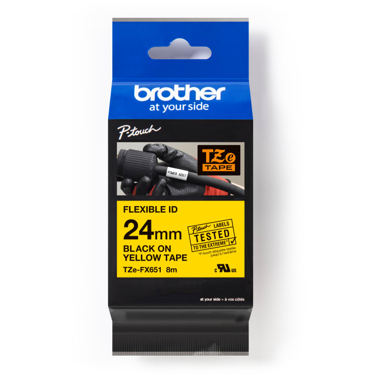 Brother TZeFX651 tape, svart/gul, 24 mm x 8 m