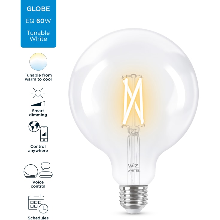 Wiz E27 globepære, 2700K-6500K, 7W, Ø12,6