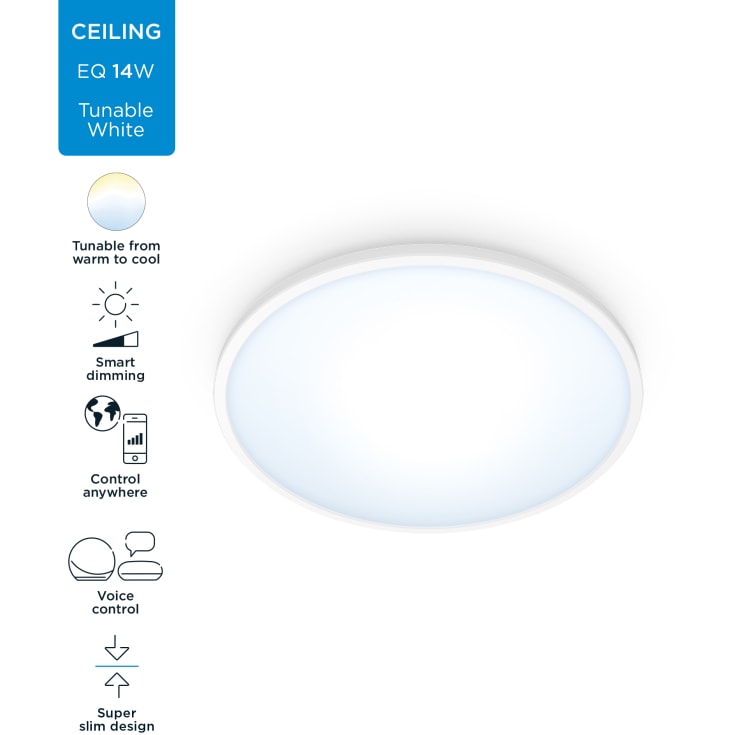 Wiz Superslim plafond, justerbar hvid, hvid, Ø24 cm