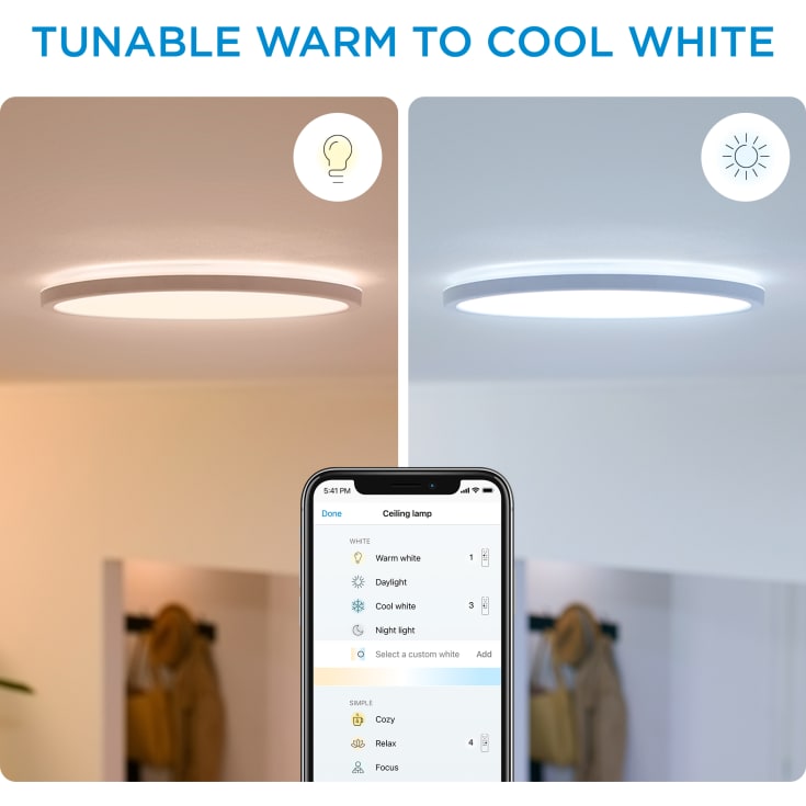 Wiz Superslim plafond, justerbar hvid, hvid, Ø24 cm
